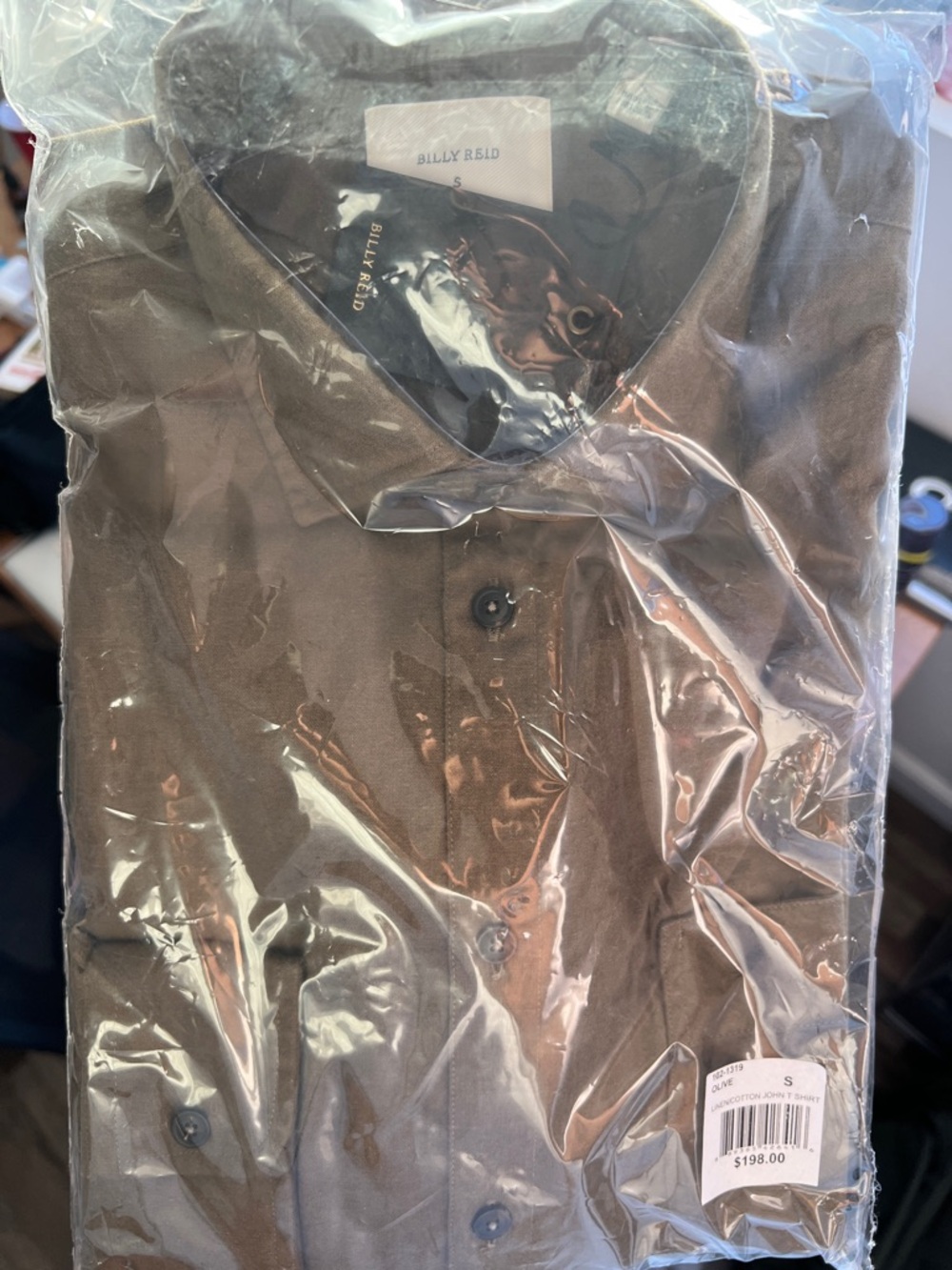 Billy Reid Olive Linen-Cotton Shirt